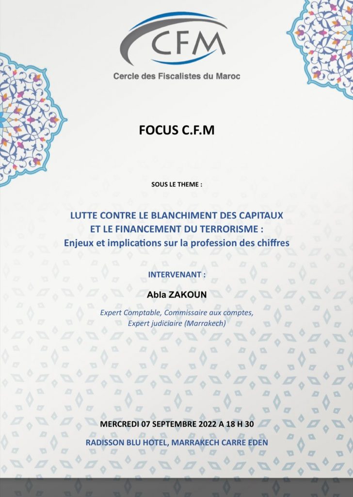 cfm cercle des fiscalistes du maroc blanchiment des capitaux