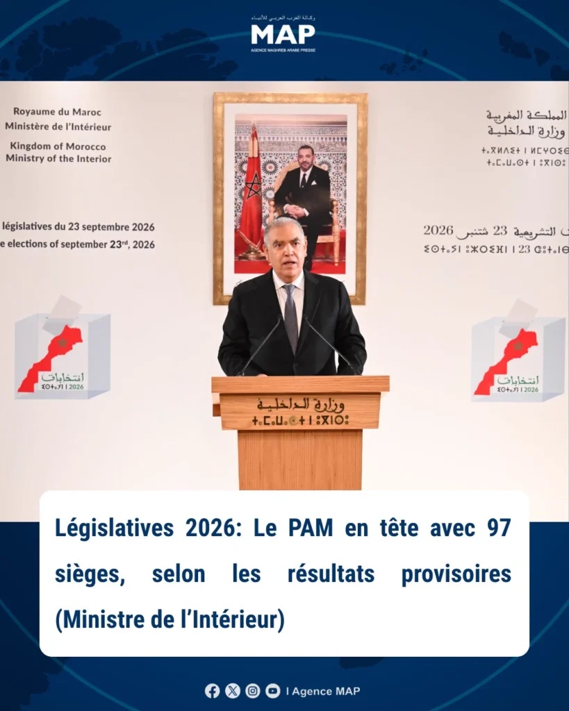 Résultats provisoires des législatives 2026 : le PAM en tête avec 97 sièges 1 legislatives 1